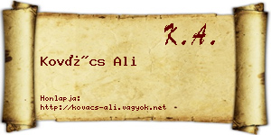 Kovács Ali névjegykártya